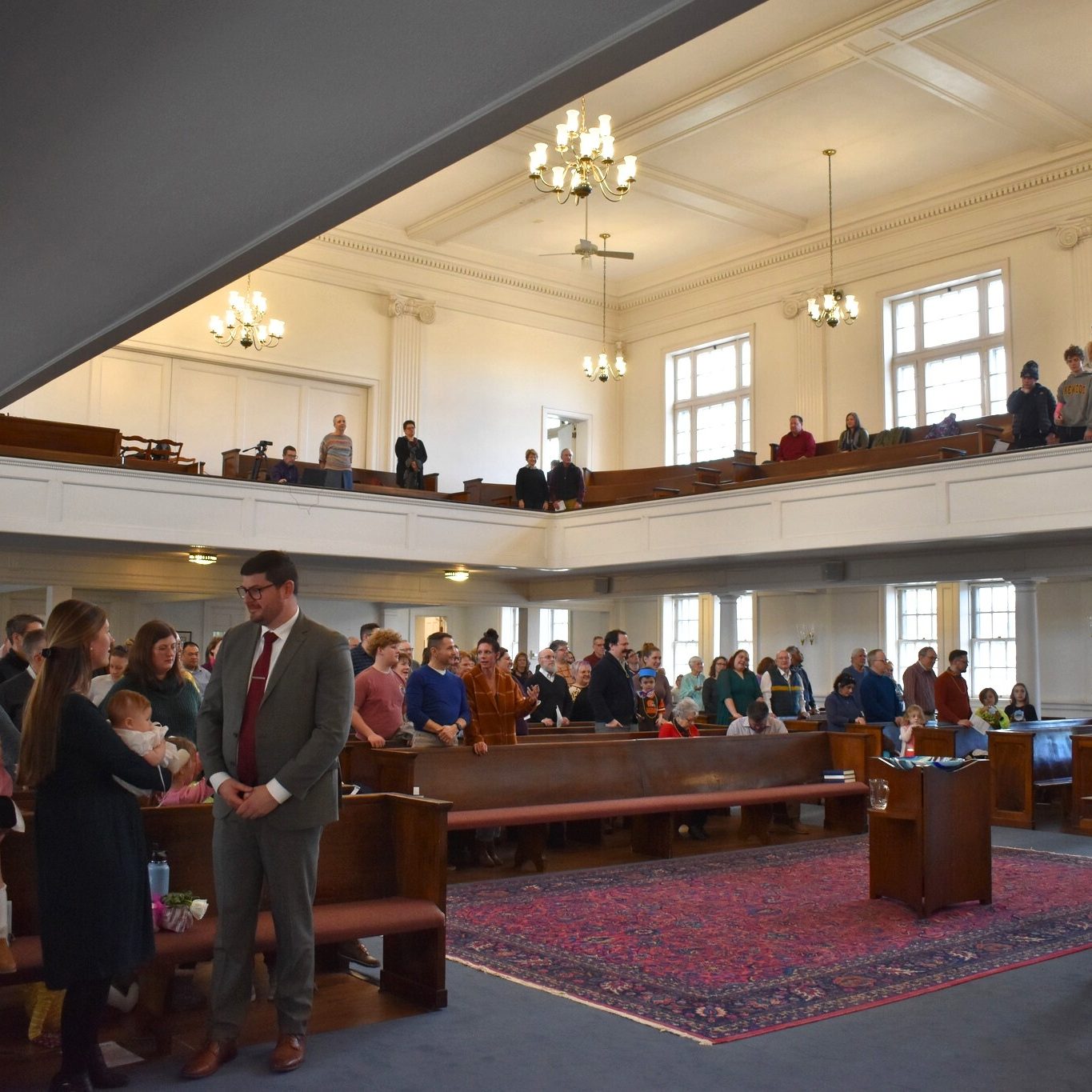 Picture of the in-person church attendees from the front right of the sanctuary